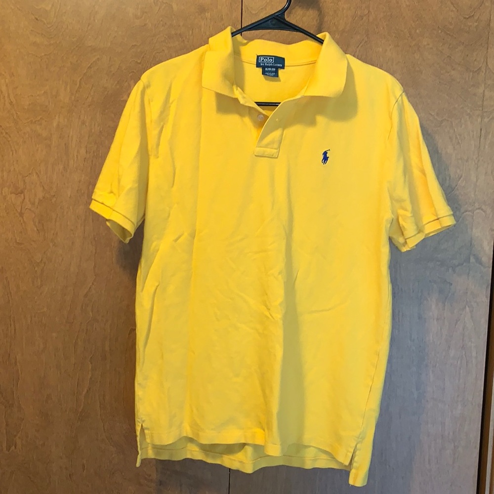 EUC child’s Polo by Ralph Lauren gold colored polo style shirt - size XL (18-20)